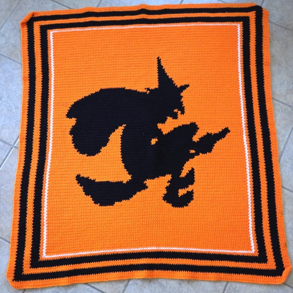 Hand Knitted Haloween Witches Throw!